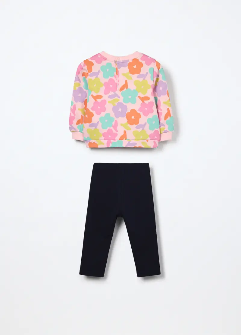 Jogging Set In French Terry Di Puro Cotone Neonata, Bambina, Rosa pastello miniatura 2