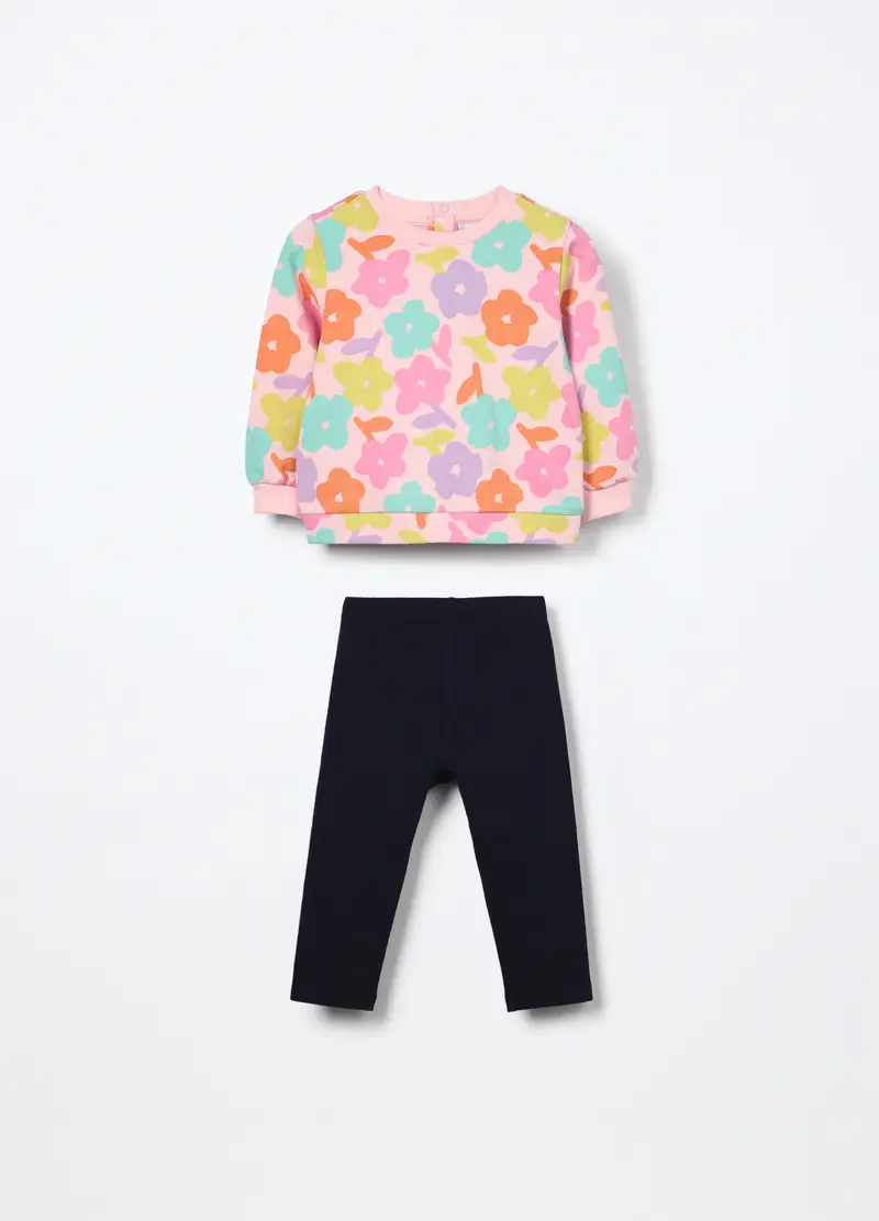 Jogging Set In French Terry Di Puro Cotone Neonata, Bambina, Rosa pastello