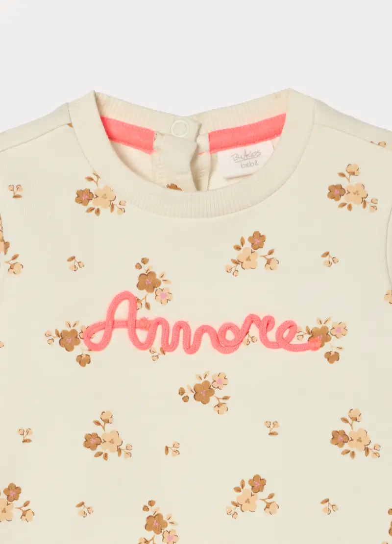 Jogging Set In French Terry Di Puro Cotone Neonata, Beige chiaro miniatura 3