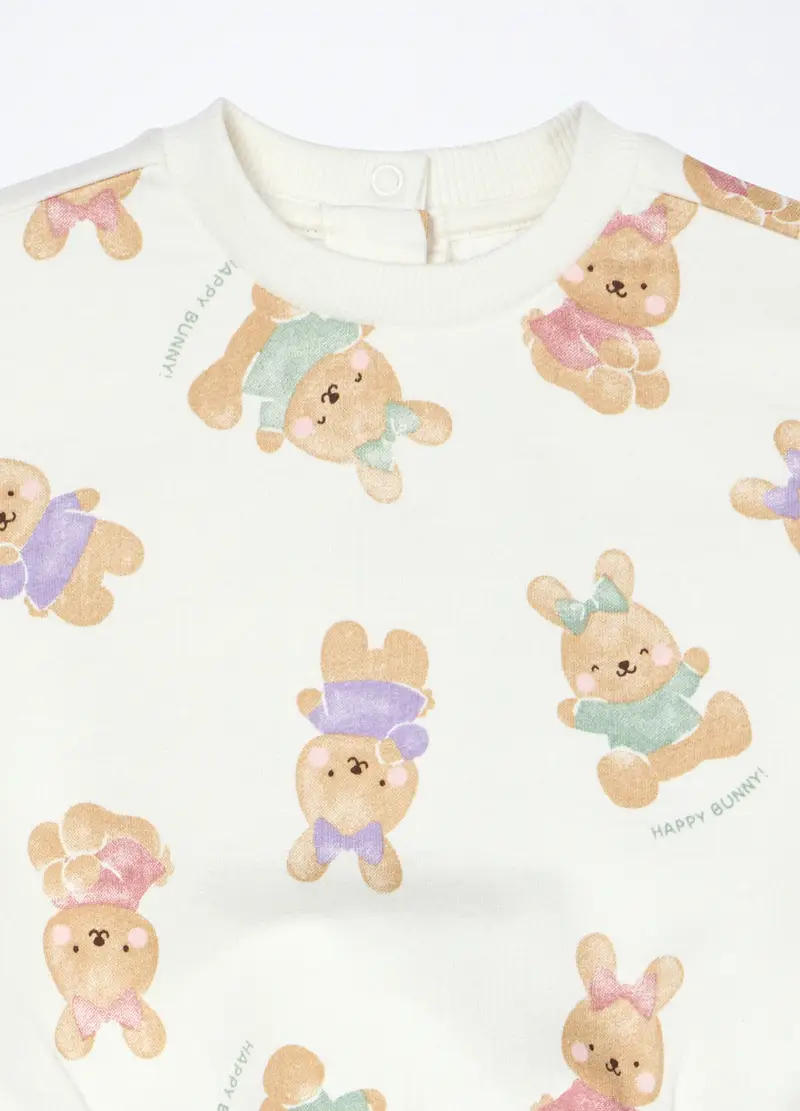 Blukids, Jogging Set In French Terry Di Puro Cotone Neonata, Bianco/Rosa, Taglia: 1-3 miniatura 2