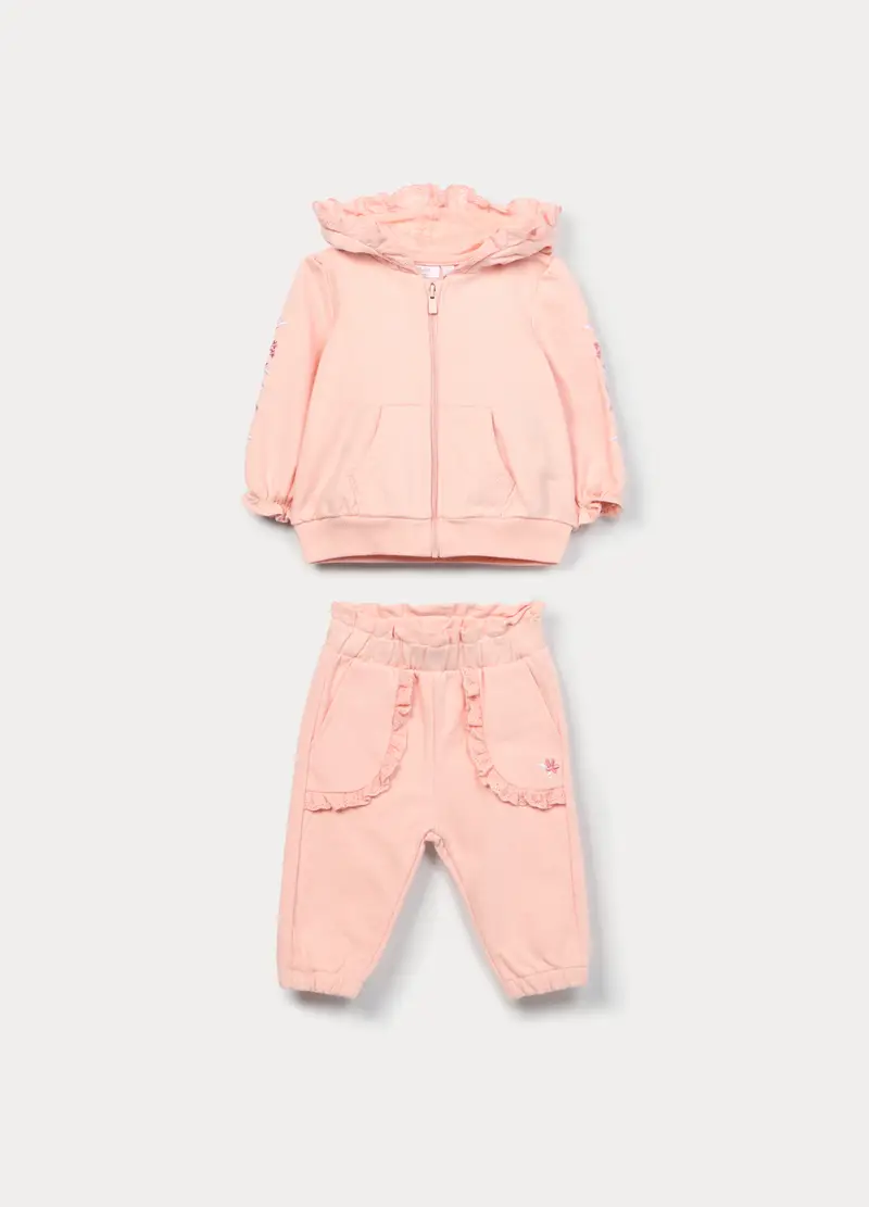 Jogging Set In French Terry Di Puro Cotone Neonata, Rosa chiaro