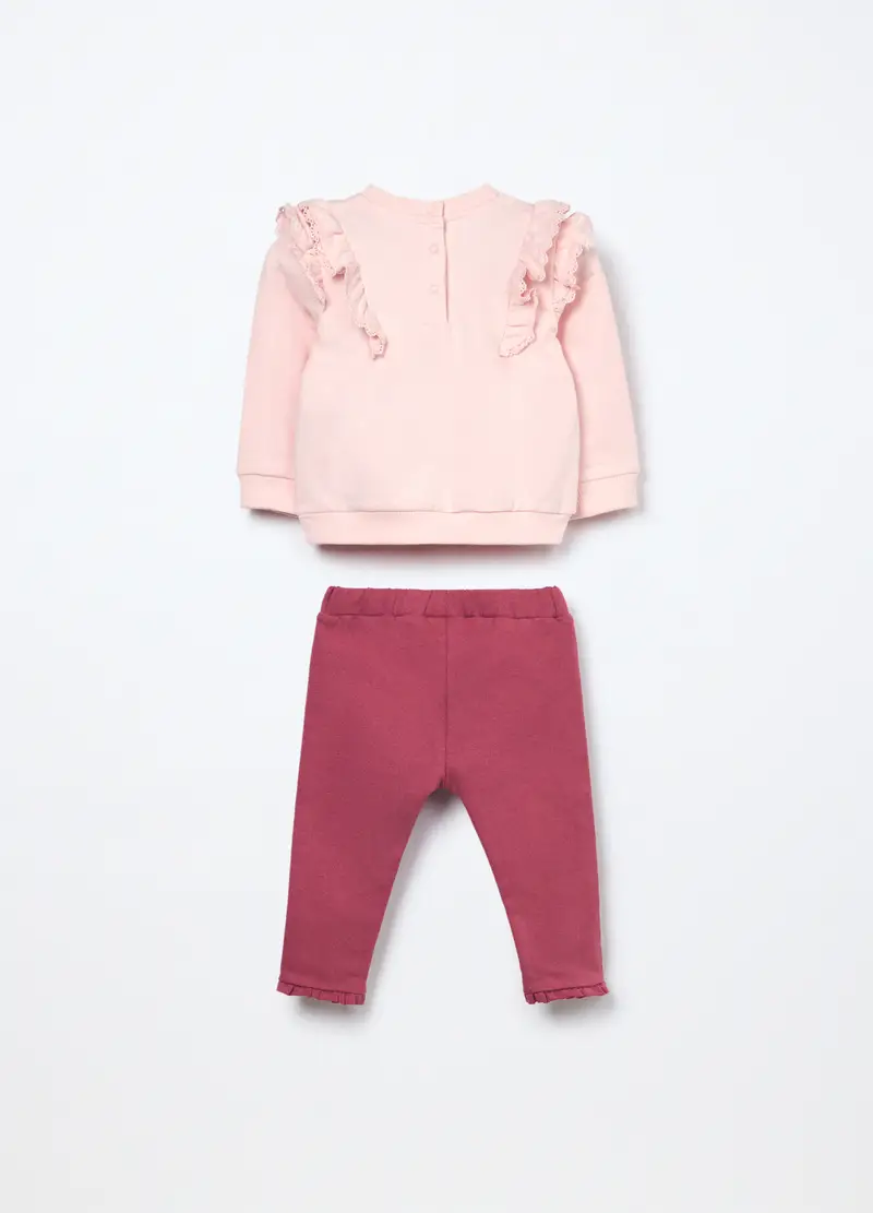 Jogging Set In French Terry Di Puro Cotone Neonata, Rosa pastello miniatura 2