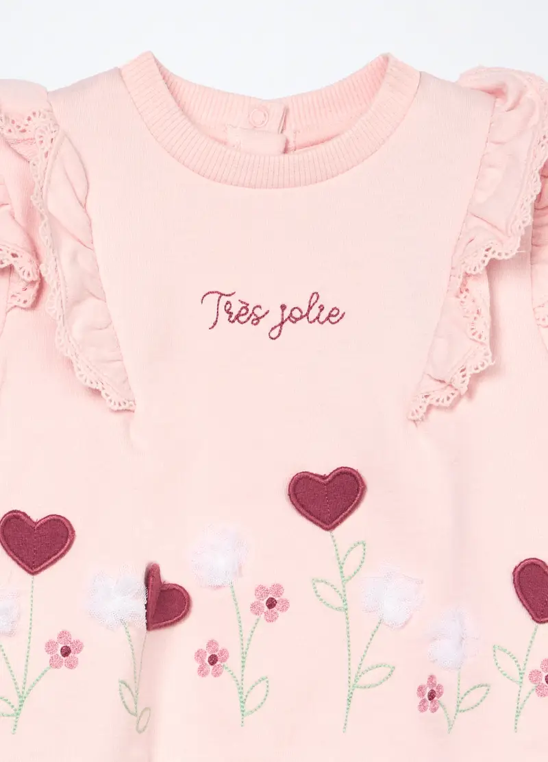 Jogging Set In French Terry Di Puro Cotone Neonata, Rosa pastello miniatura 3