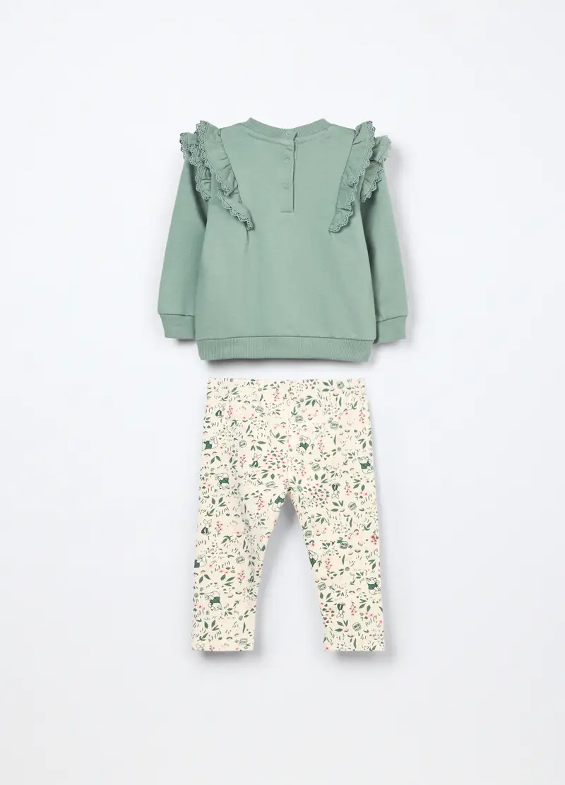 Jogging Set In French Terry Di Puro Cotone Neonata, Verde chiaro miniatura 2