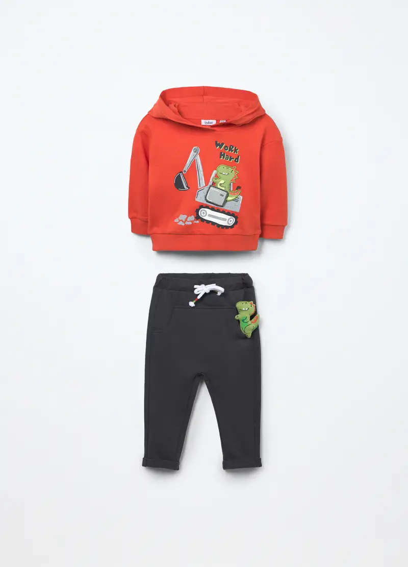 Jogging Set In French Terry Di Puro Cotone Neonato, Bambino, Arancione tangerine