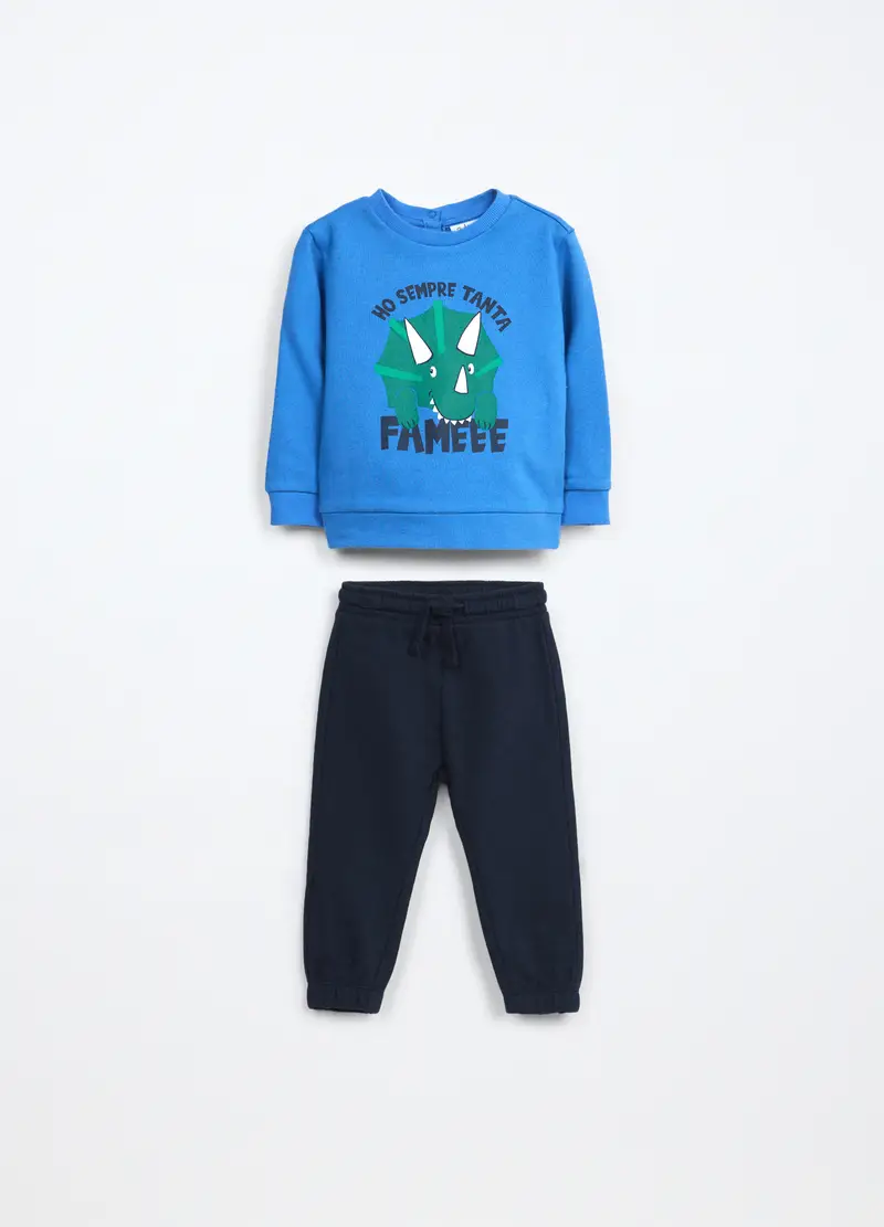 Blukids, Jogging Set In French Terry Di Puro Cotone Neonato, Bambino, Azzurro cielo, Taglia: 9-12