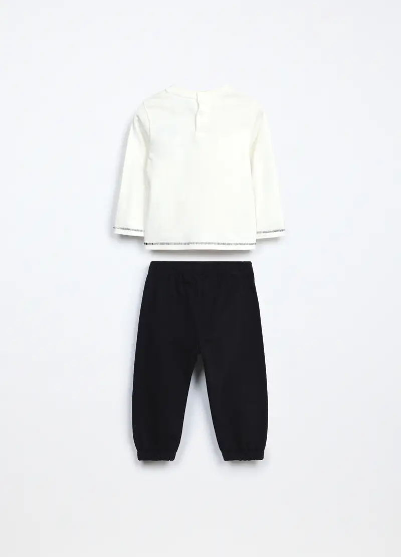 Jogging Set In French Terry Di Puro Cotone Neonato, Bambino, Bianco gesso miniatura 2