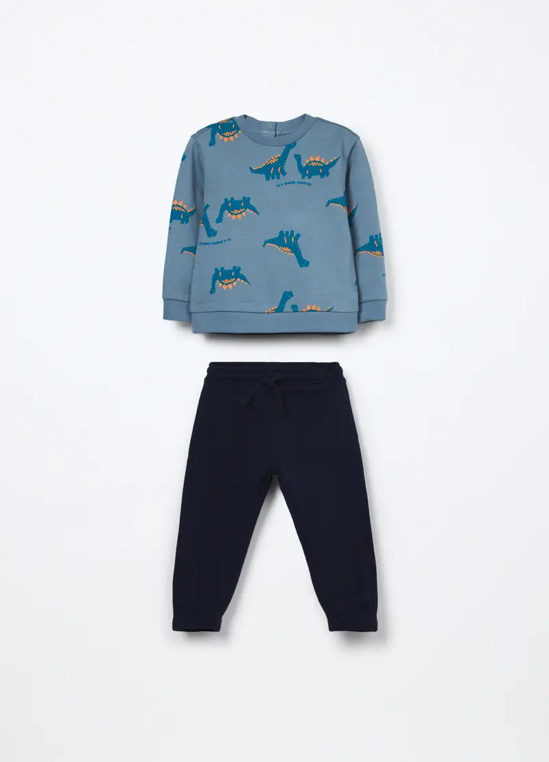 Jogging Set In French Terry Di Puro Cotone Neonato, Bambino, Blu Bluette