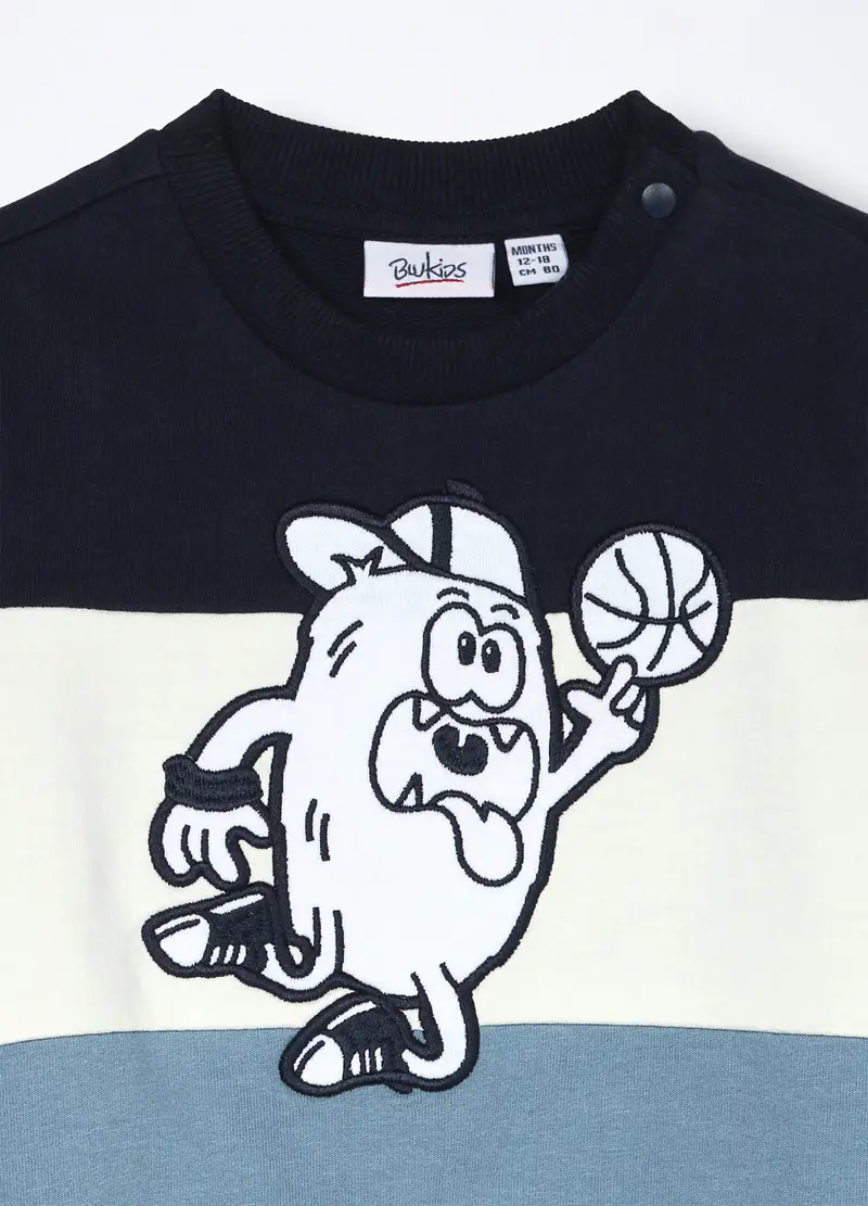 Jogging Set In French Terry Di Puro Cotone Neonato, Bambino, Blu scuro miniatura 3