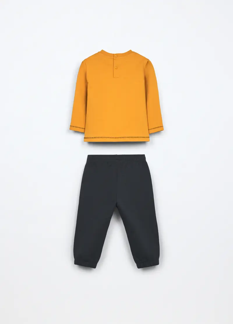 Jogging Set In French Terry Di Puro Cotone Neonato, Bambino, Giallo ocra miniatura 2