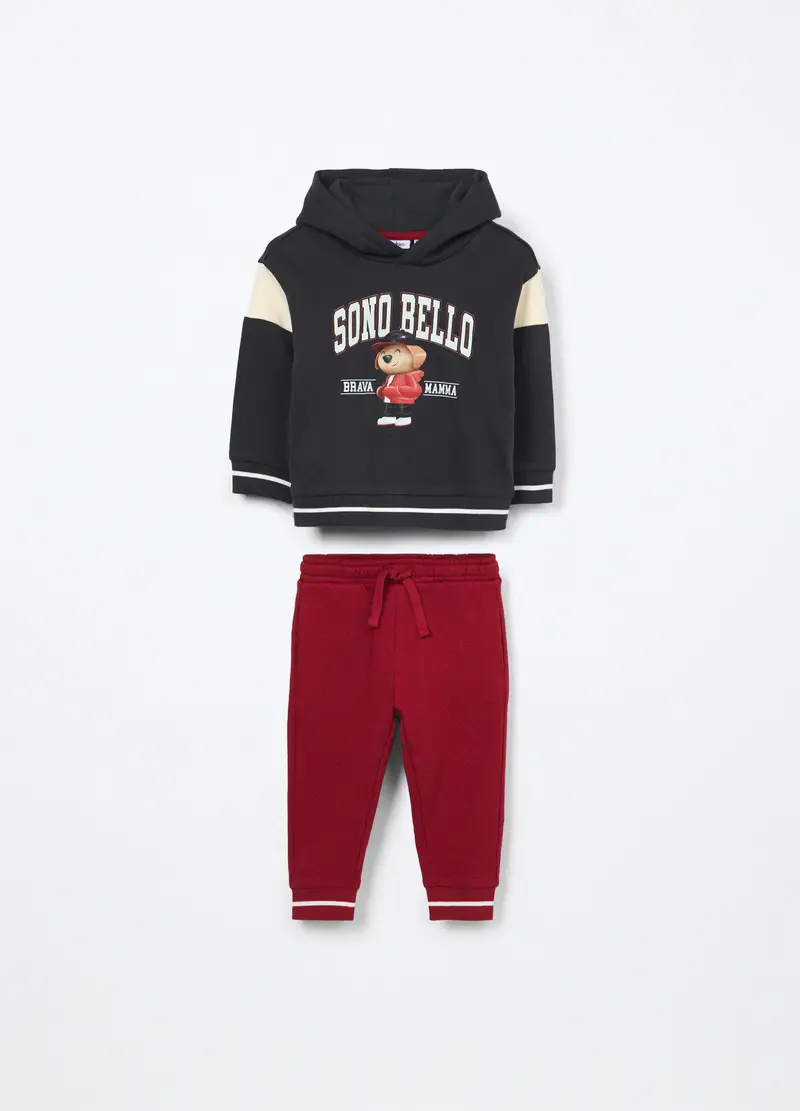 Jogging Set In French Terry Di Puro Cotone Neonato, Bambino, Grigio scuro