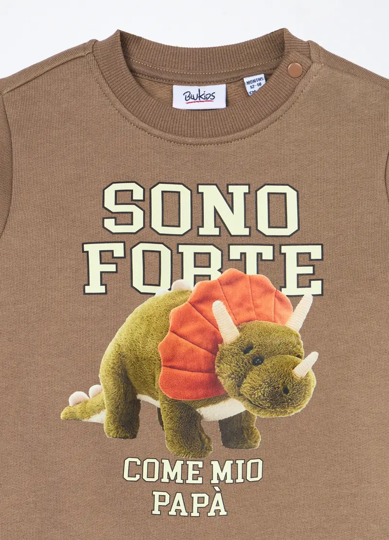 , Jogging Set In French Terry Di Puro Cotone Neonato, Bambino, Marrone chiaro miniatura 3