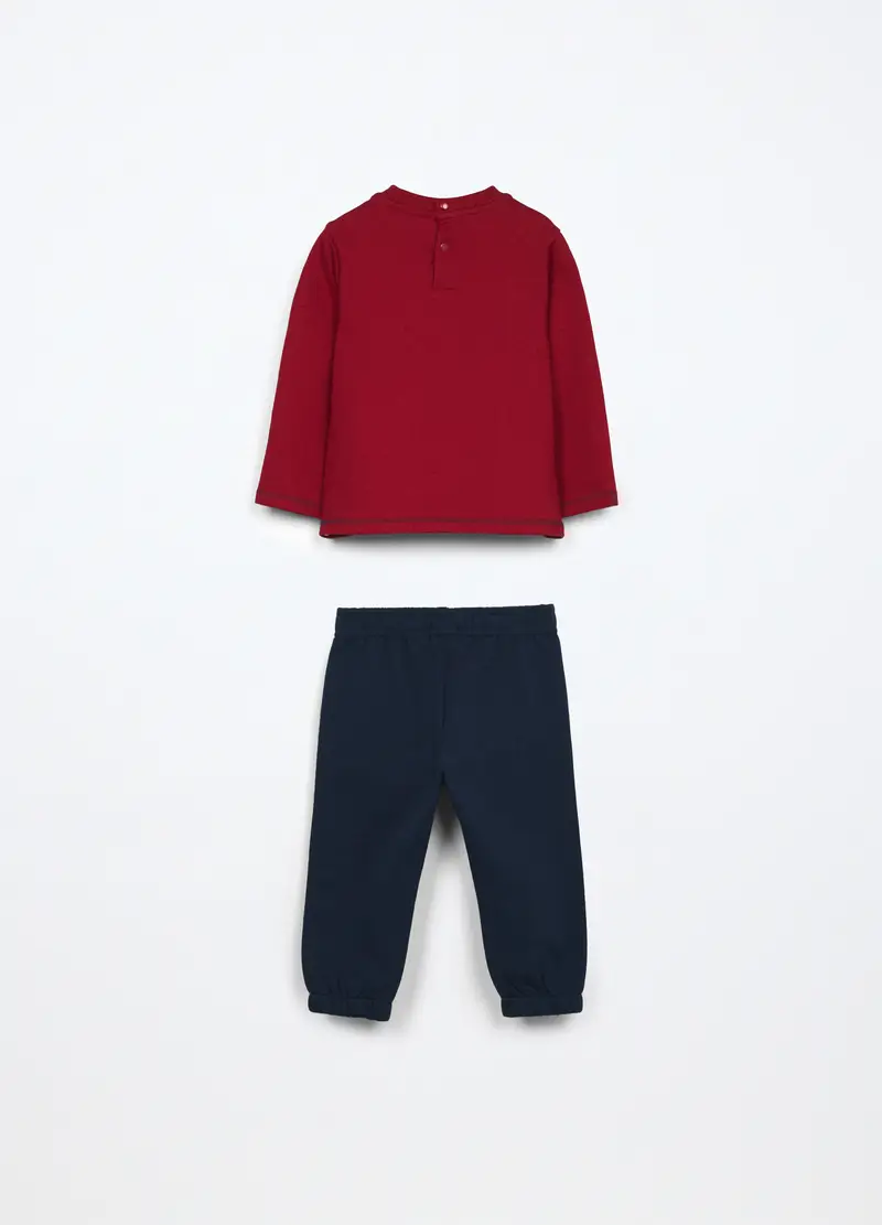 Jogging Set In French Terry Di Puro Cotone Neonato, Bambino, Rosso scuro miniatura 2