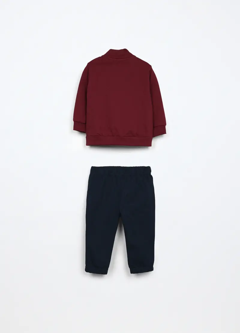 Jogging Set In French Terry Di Puro Cotone Neonato, Bambino, Rosso scuro miniatura 2