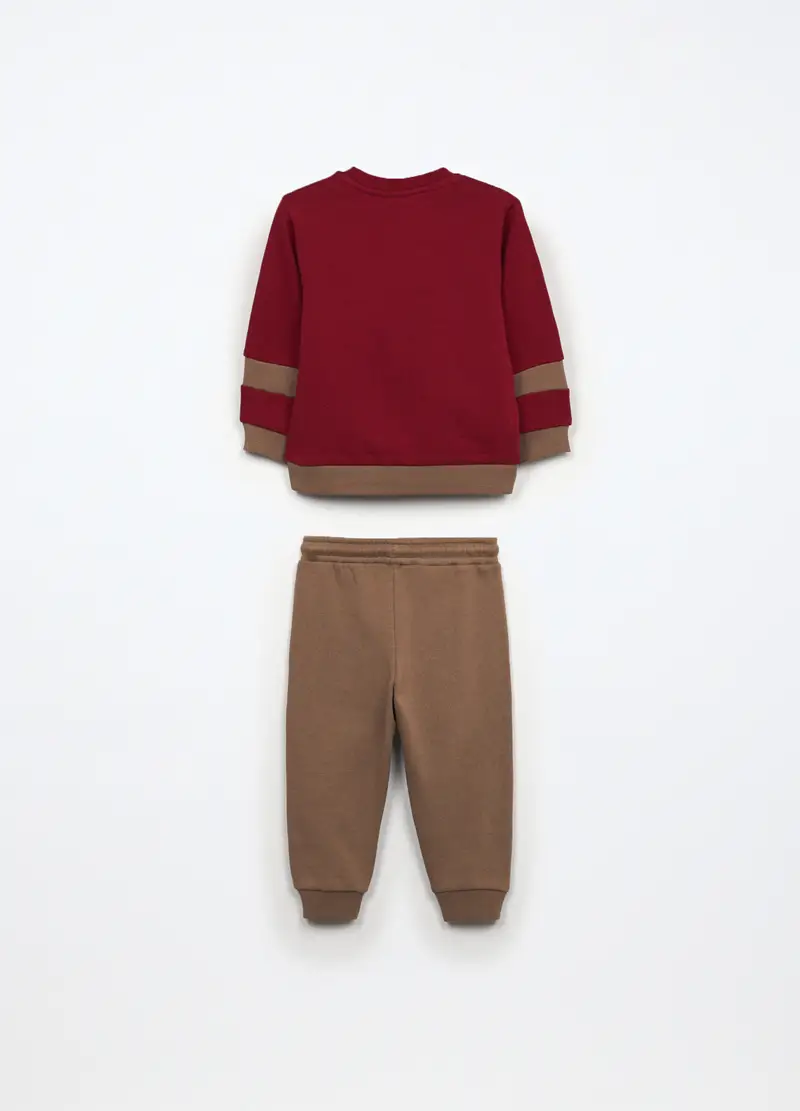 Jogging Set In French Terry Di Puro Cotone Neonato, Bambino, Rosso scuro miniatura 2