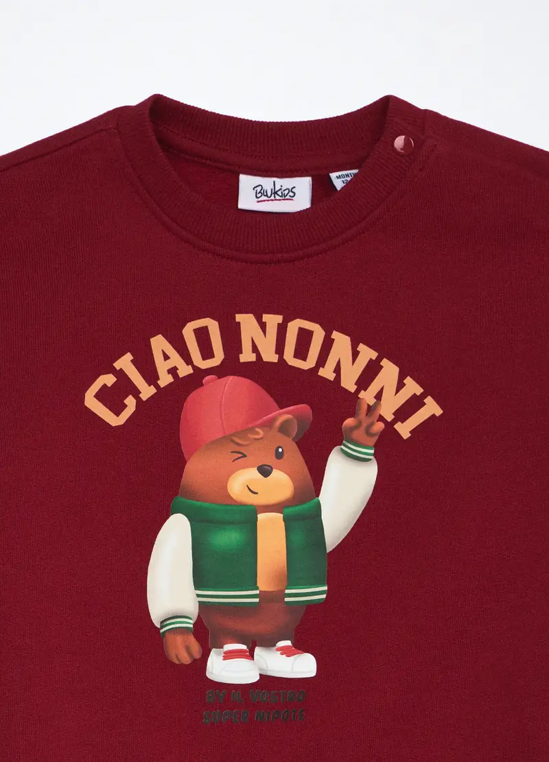 Jogging Set In French Terry Di Puro Cotone Neonato, Bambino, Rosso scuro miniatura 3