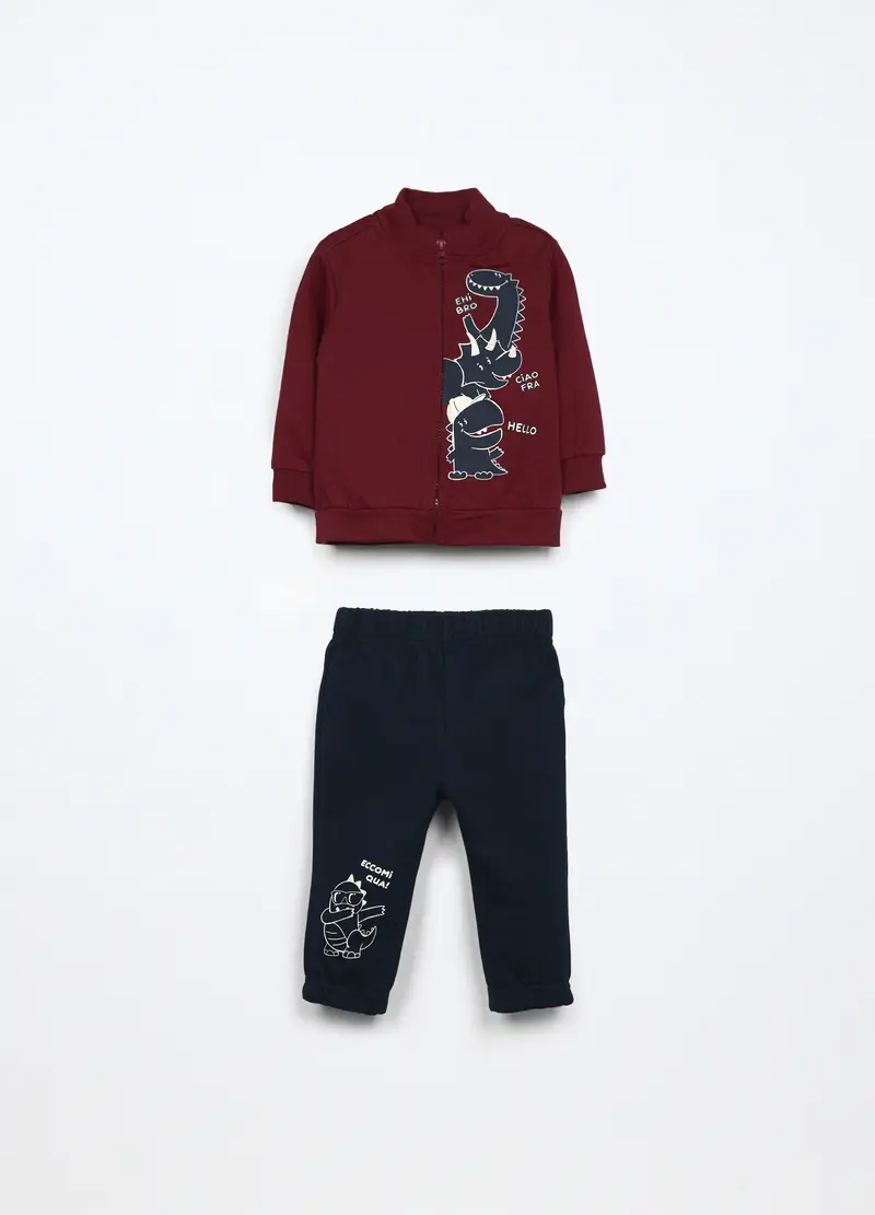 Blukids, Jogging Set In French Terry Di Puro Cotone Neonato, Bambino, Rosso scuro, Taglia: 9-12