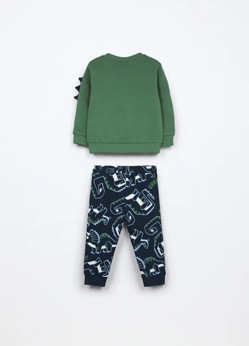 Jogging Set In French Terry Di Puro Cotone Neonato, Bambino, Verde foglia miniatura 2