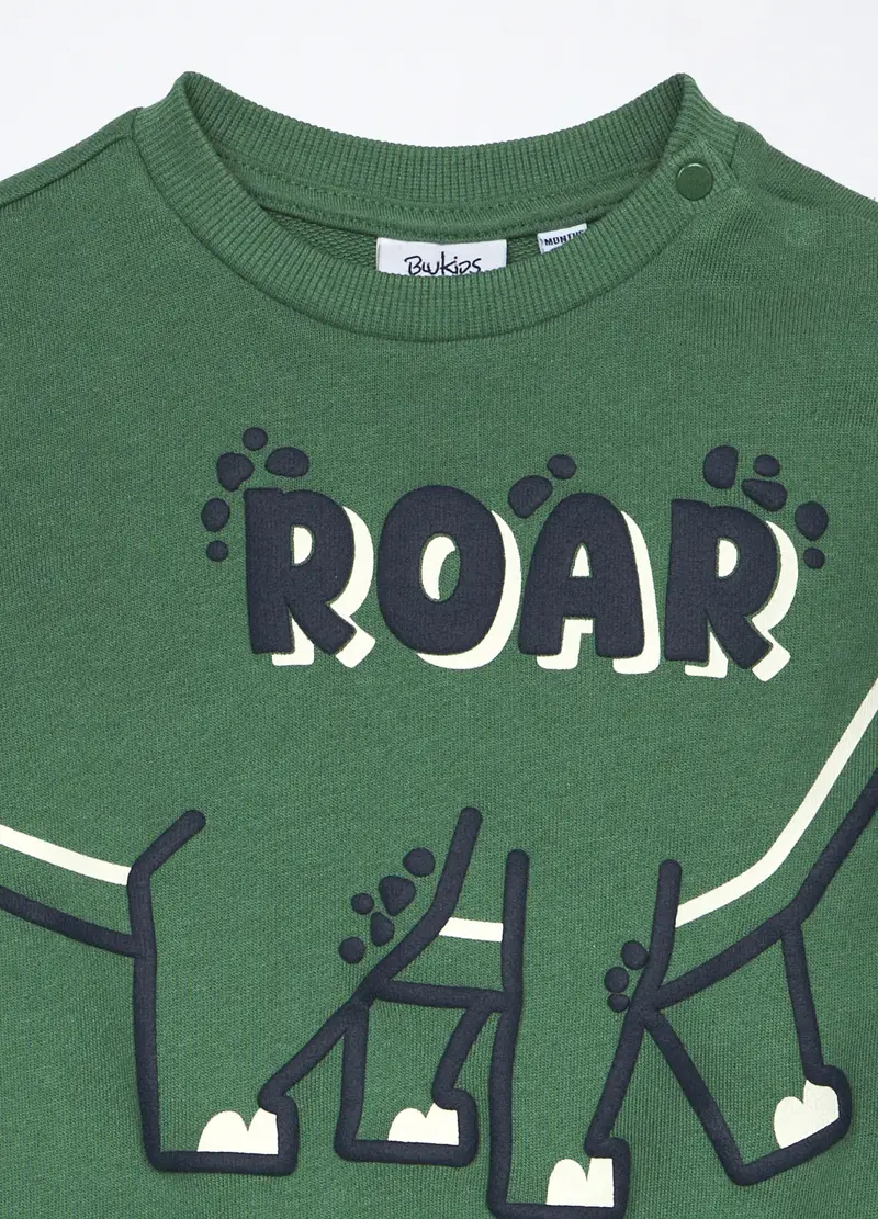 Jogging Set In French Terry Di Puro Cotone Neonato, Bambino, Verde foglia miniatura 3