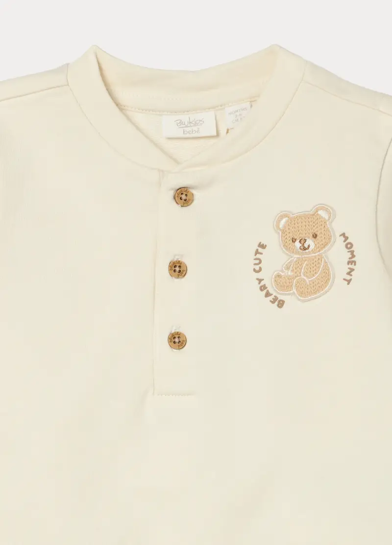 Jogging Set In French Terry Di Puro Cotone Neonato, Beige chiaro miniatura 3