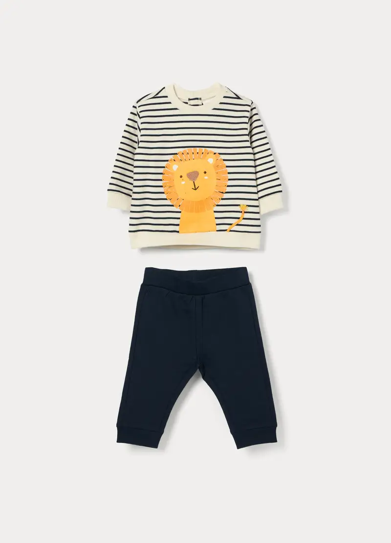 Jogging Set In French Terry Di Puro Cotone Neonato, Blu navy