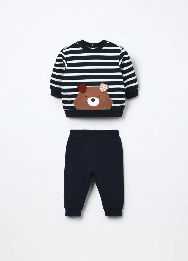 Jogging Set In French Terry Di Puro Cotone Neonato, Blu scuro