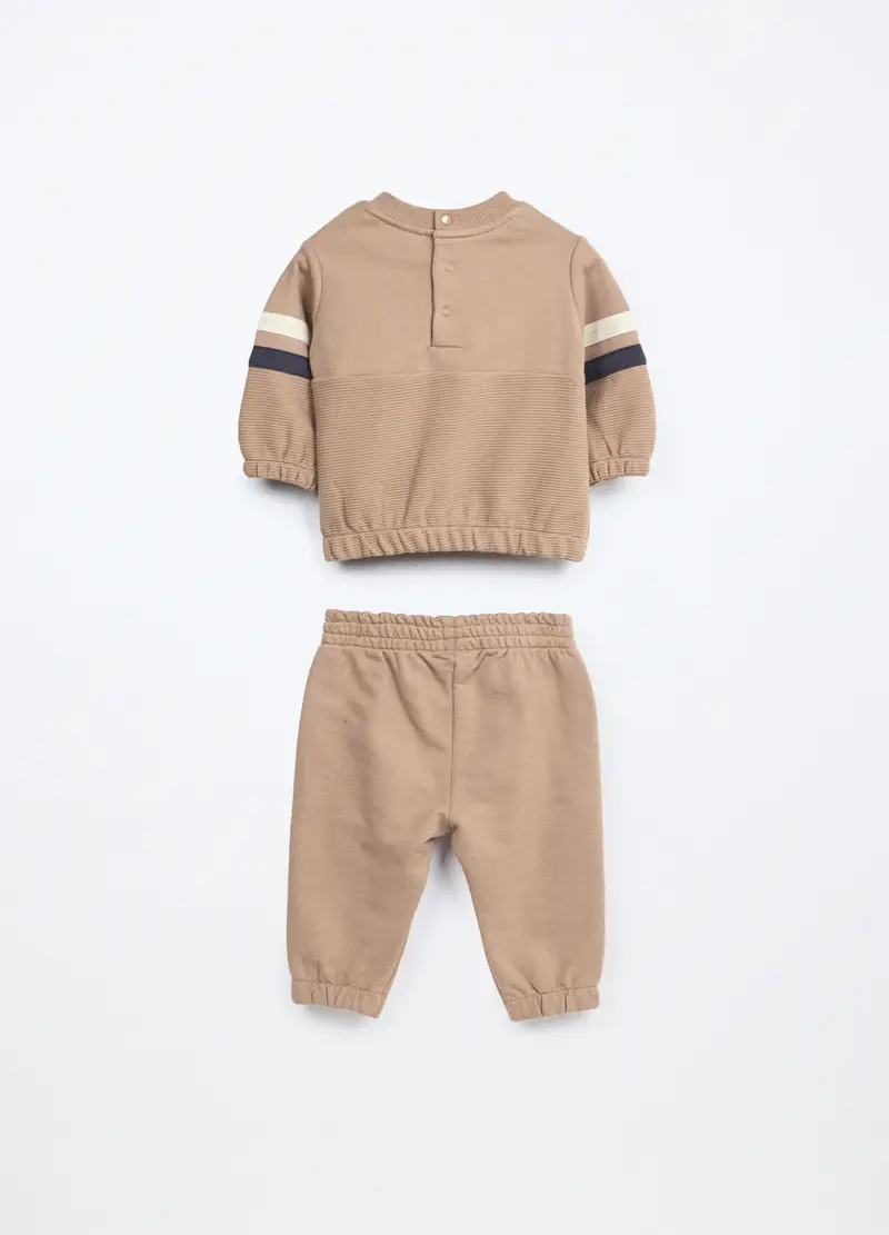 Jogging Set In French Terry Di Puro Cotone, Neonato, Marrone chiaro miniatura 2