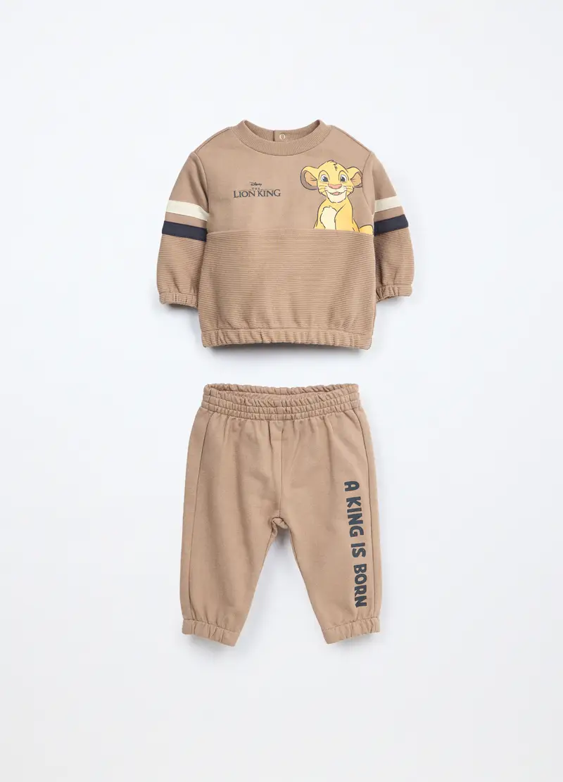 Jogging Set In French Terry Di Puro Cotone, Neonato, Marrone chiaro