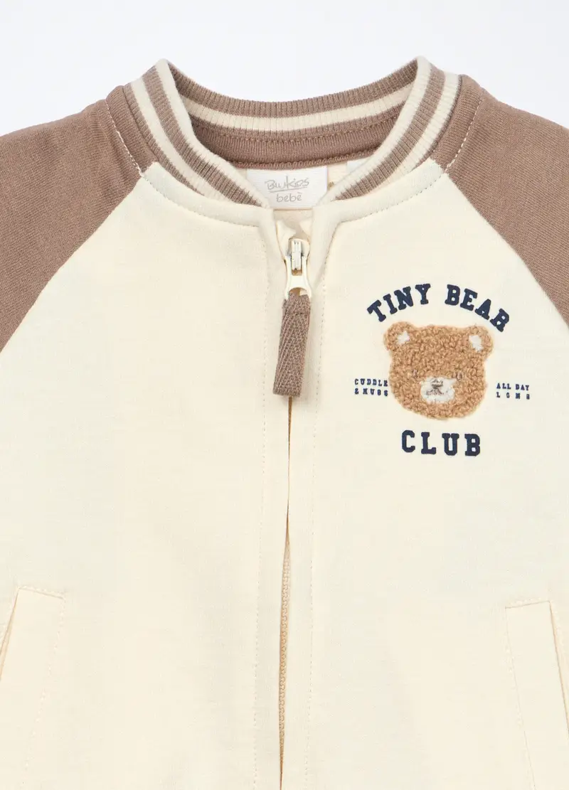 Blukids, Jogging Set In French Terry Di Puro Cotone Neonato, Marrone chiaro, Taglia: 1-3 miniatura 2