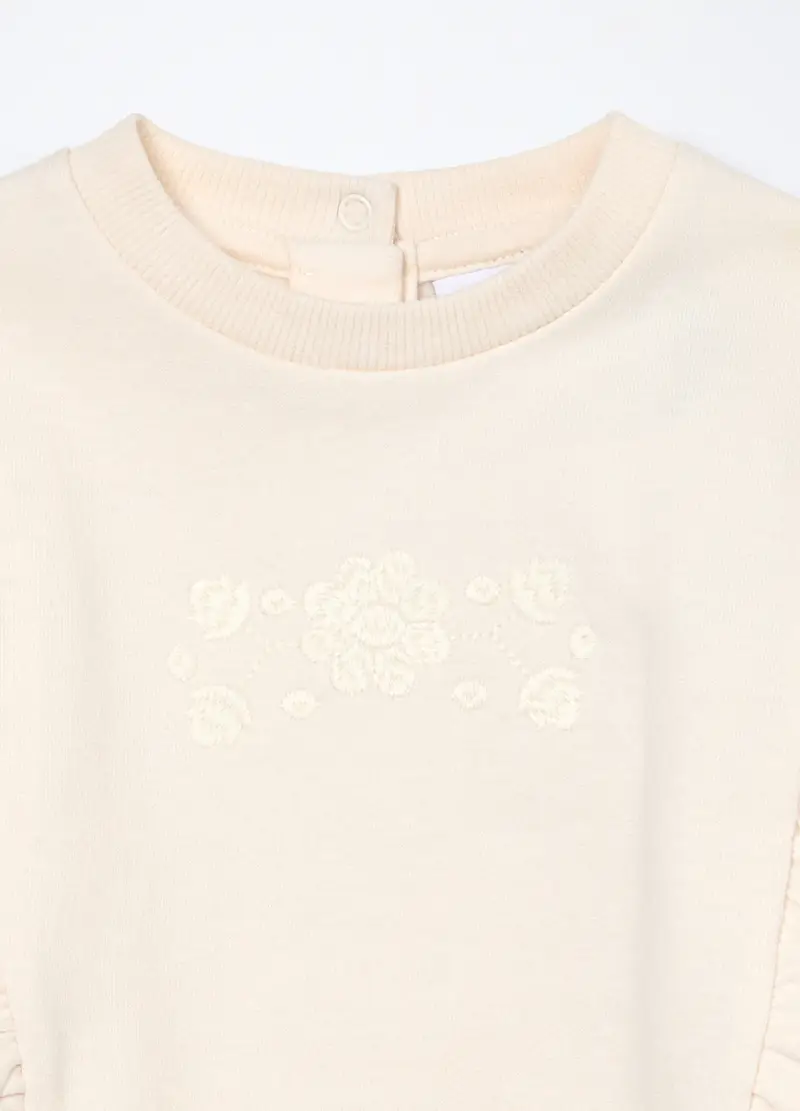 Jogging Set In French Terry Misto Cotone Neonata, Bambina, Bianco panna miniatura 3