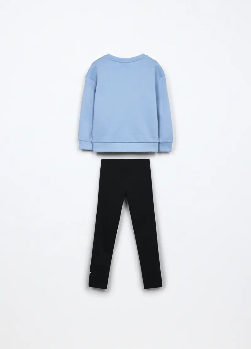 Jogging Set In French Terry Stretch Bambina, Azzurro cielo miniatura 2