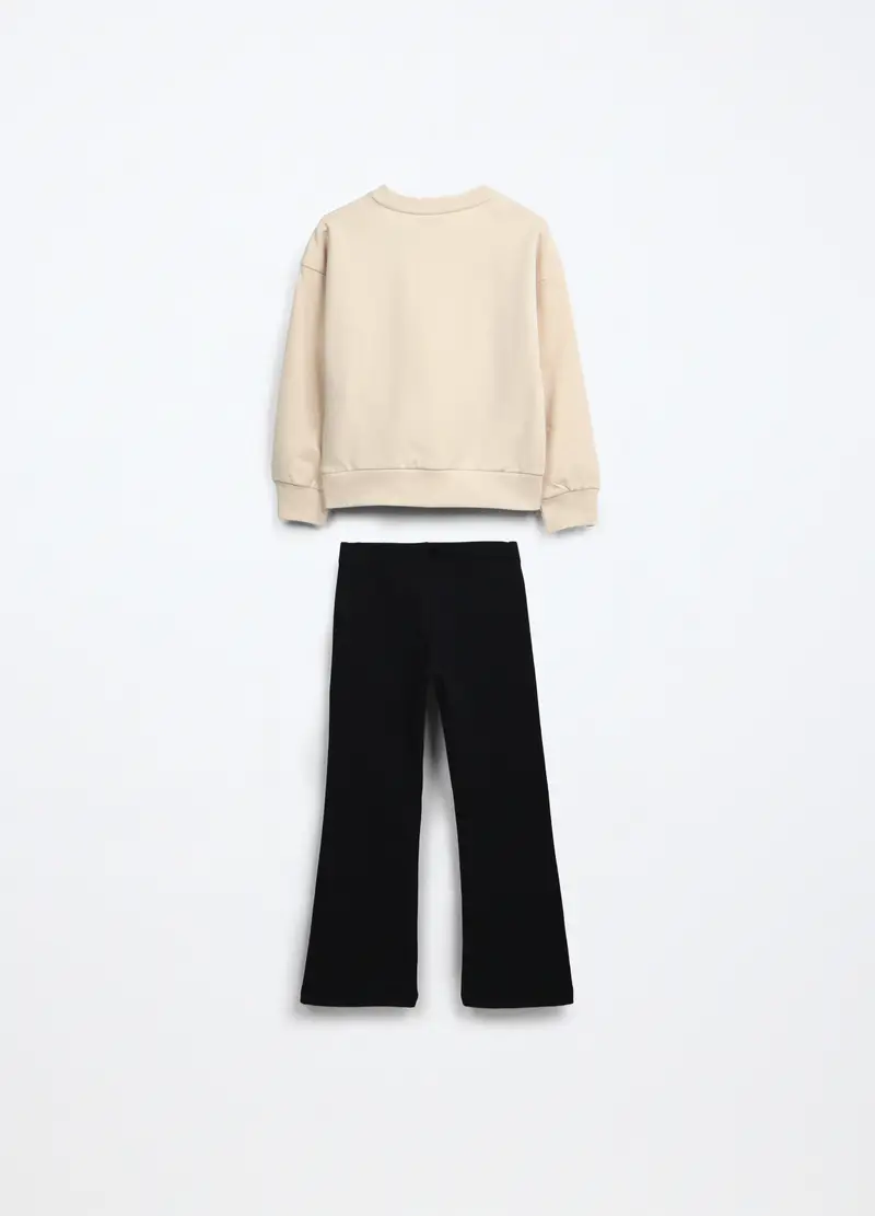 Jogging Set In French Terry Stretch Bambina, Beige chiaro miniatura 2