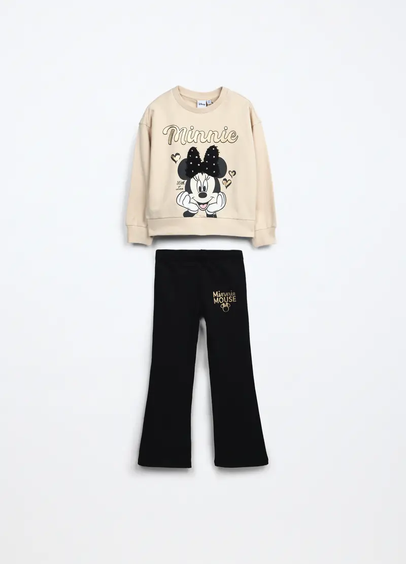 Jogging Set In French Terry Stretch Bambina, Beige chiaro