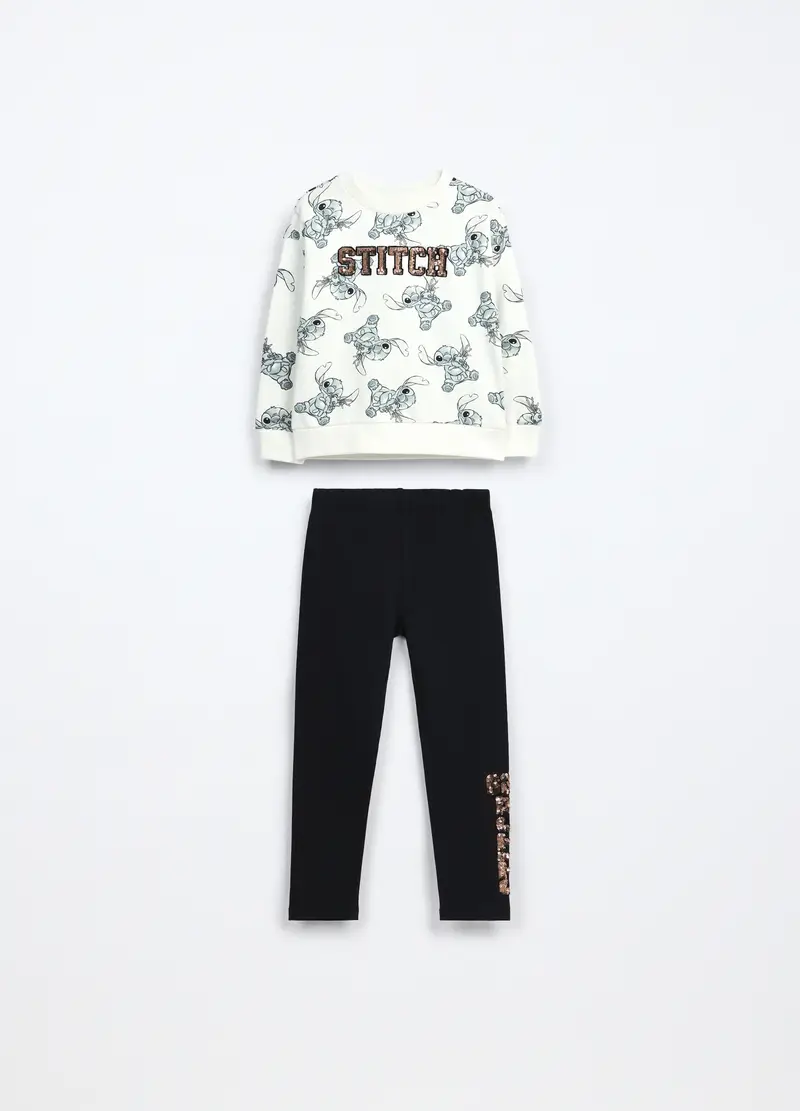 Jogging Set In French Terry Stretch Bambina, Bianco