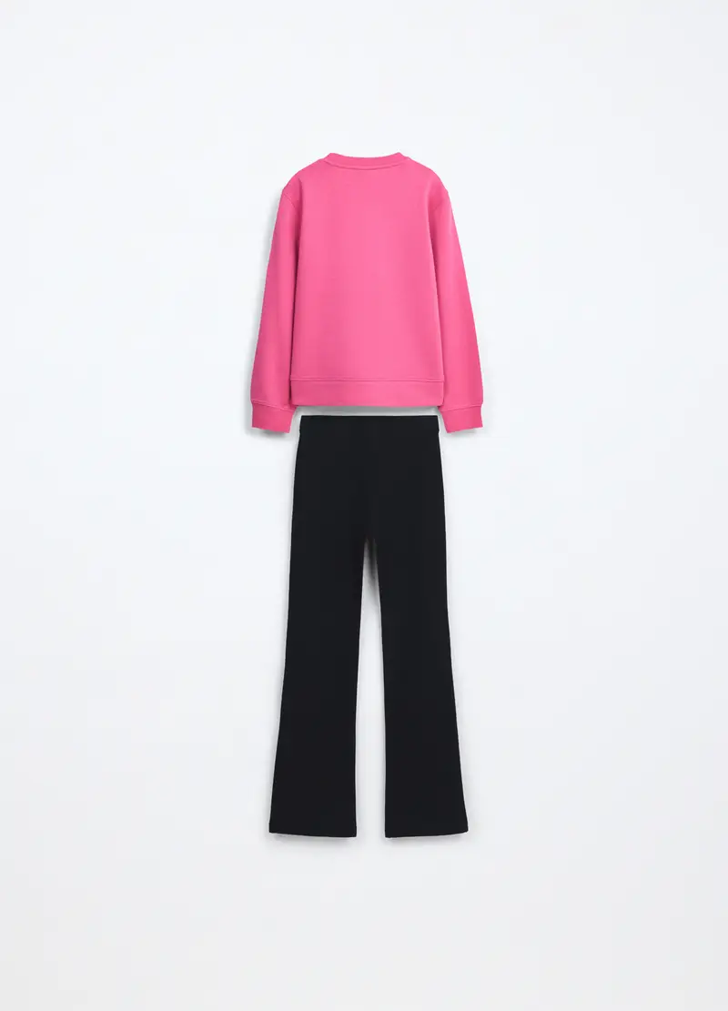 Jogging Set In French Terry Stretch Bambina, Rosa fuxia miniatura 2