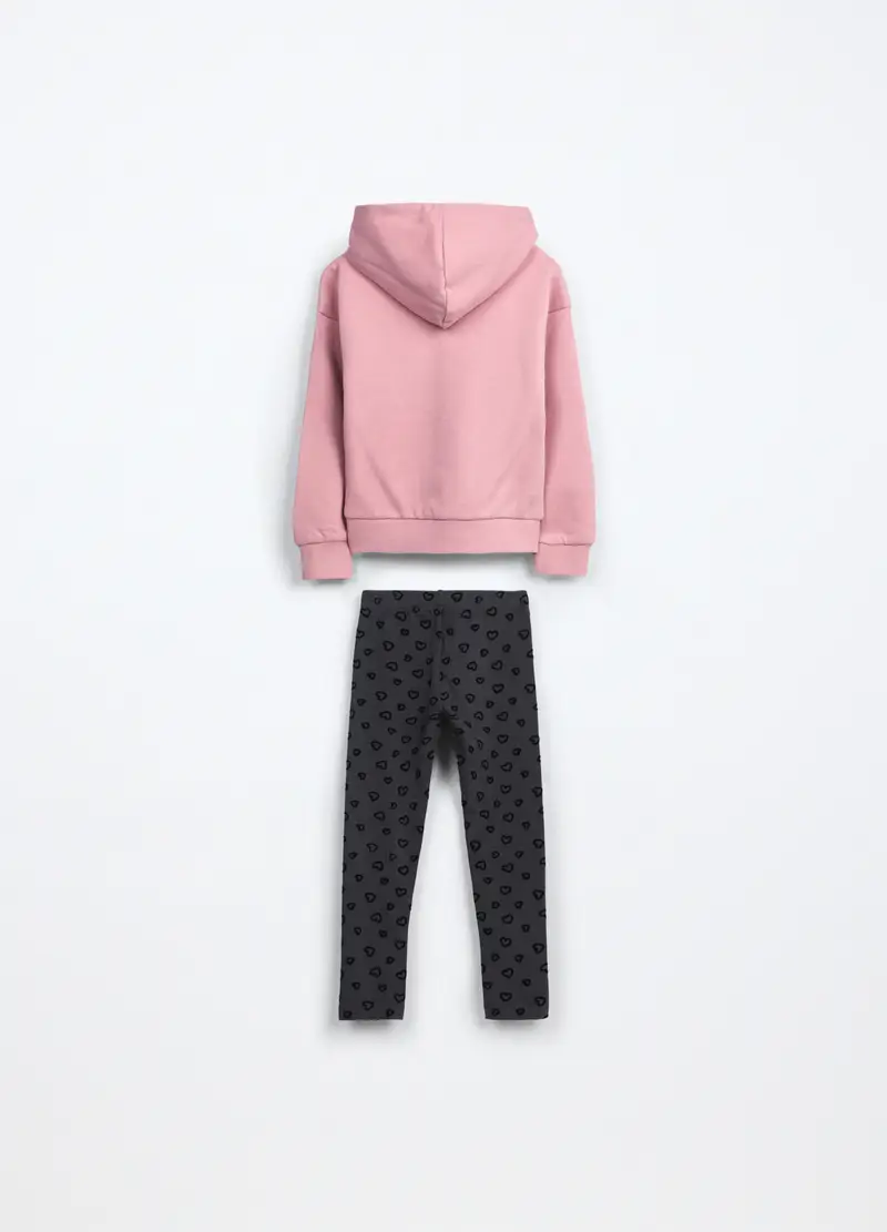 Jogging Set In French Terry Stretch Bambina, Rosa pastello miniatura 2