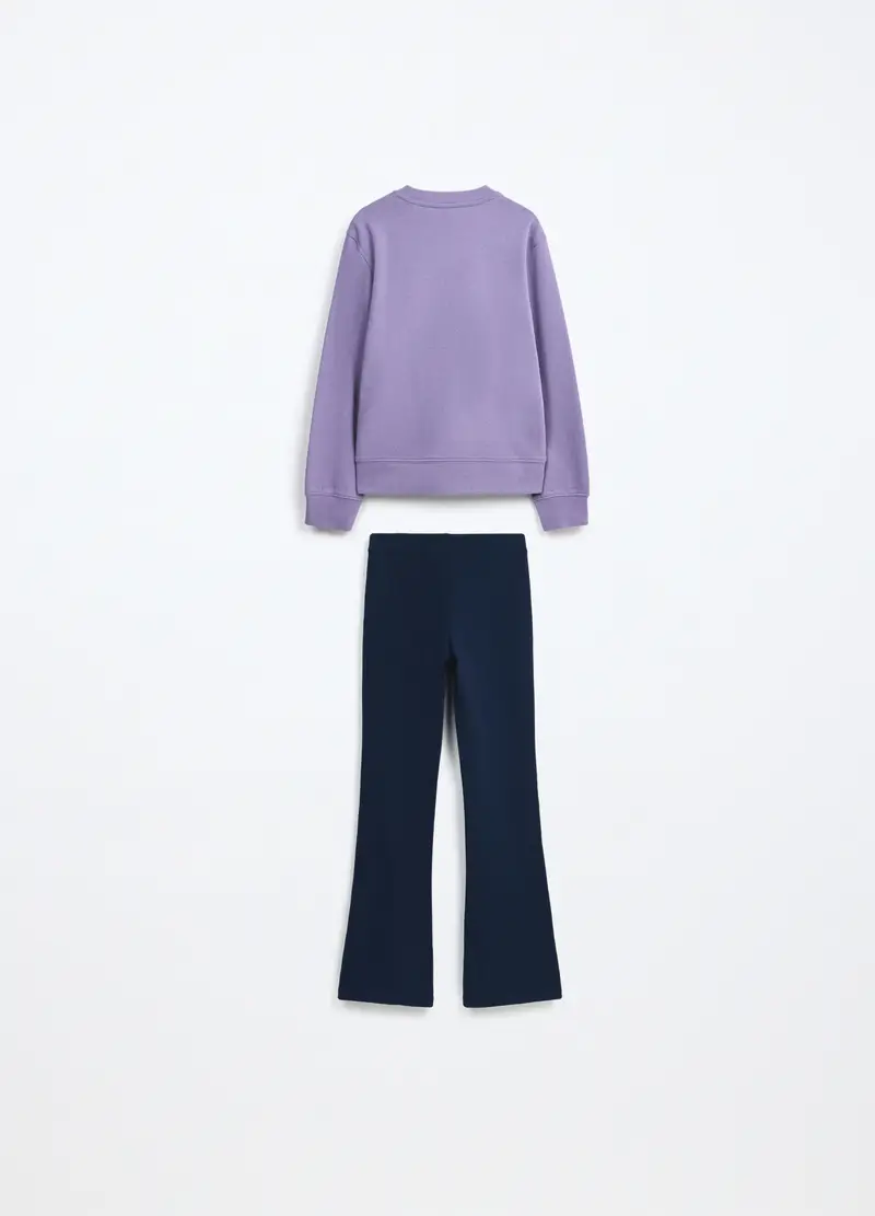 Jogging Set In French Terry Stretch Bambina, Viola lavanda miniatura 2