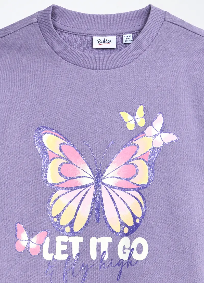 Jogging Set In French Terry Stretch Bambina, Viola lavanda miniatura 3