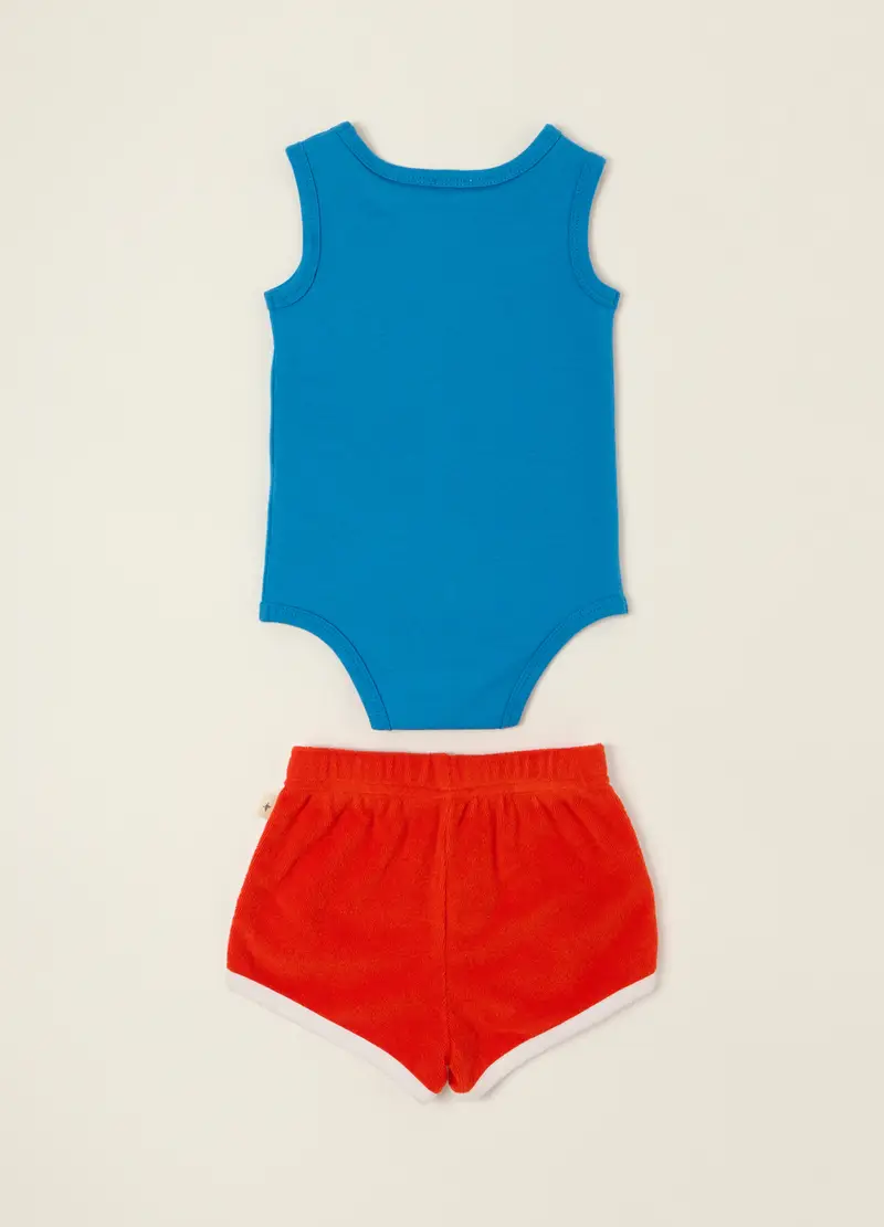 Jogging Set In Interlock Di Puro Cotone Iana Neonato, Rosso aragosta miniatura 2