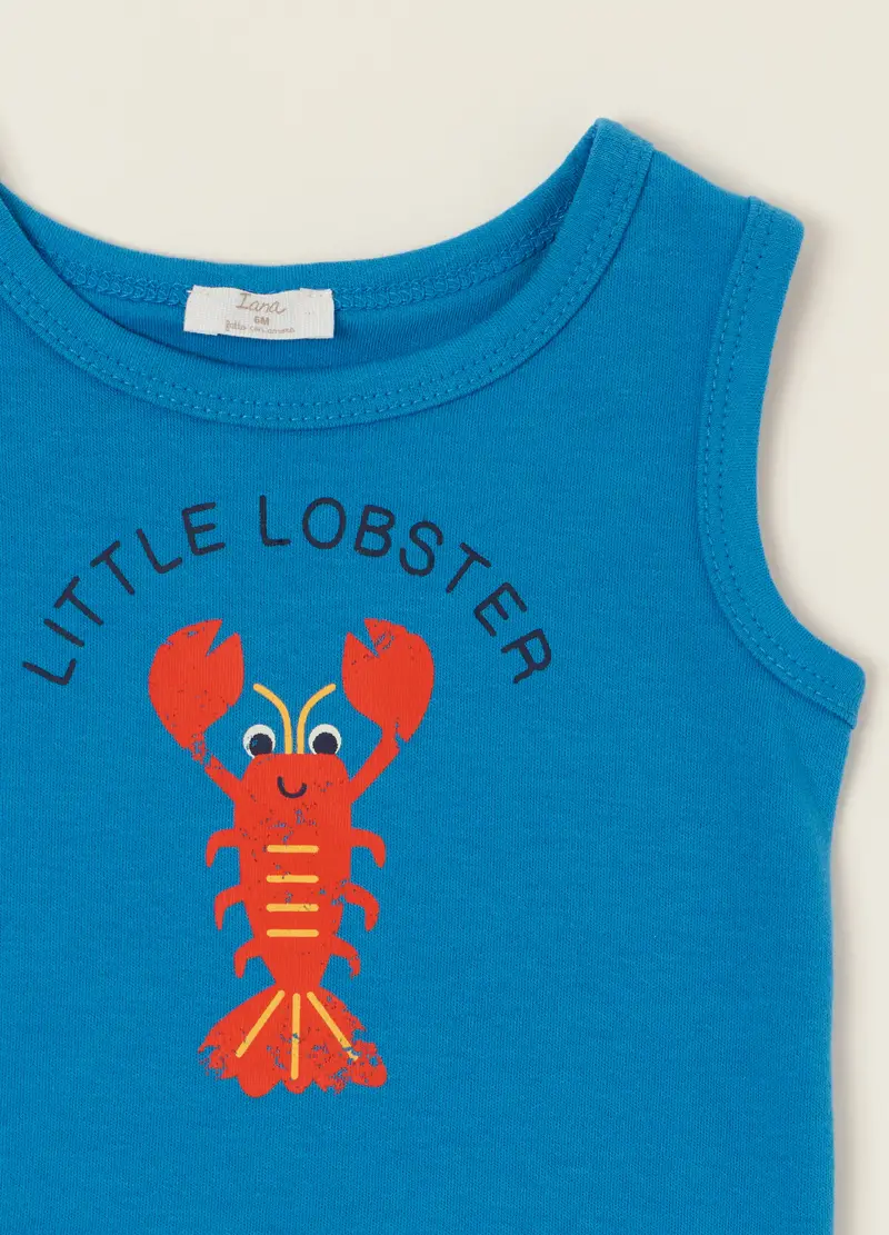 Jogging Set In Interlock Di Puro Cotone Iana Neonato, Rosso aragosta miniatura 3