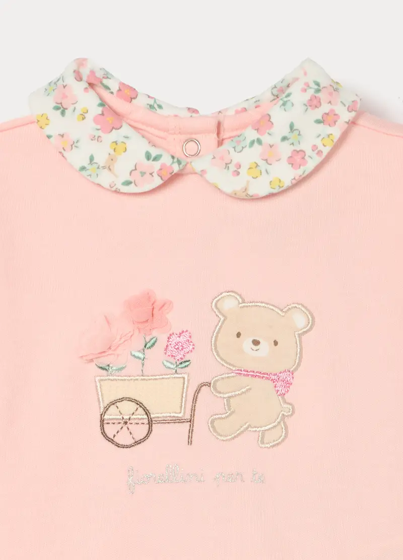 Jogging Set In Interlock Di Puro Cotone Neonata, Rosa pastello miniatura 3