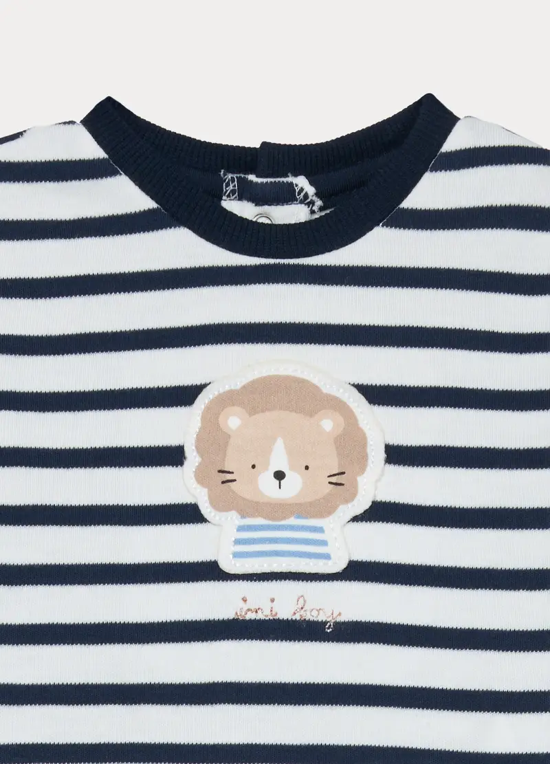 Jogging Set In Interlock Di Puro Cotone Neonato, Bianco/Blu miniatura 3