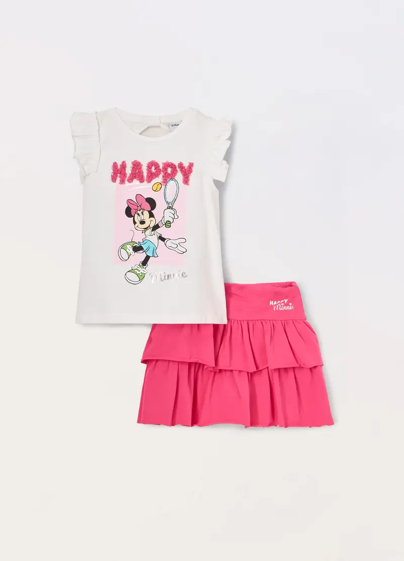 Jogging Set In Jersey Di Cotone Stretch Bambina, Bianco