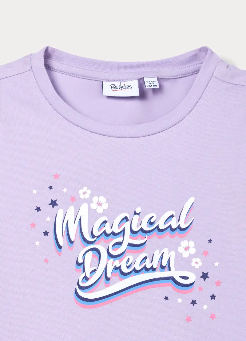 Jogging Set In Jersey Di Cotone Stretch Bambina, Bianco/Blu miniatura 3