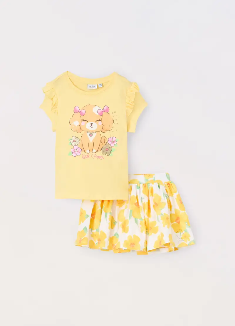 Blukids, Jogging Set In Jersey Di Cotone Stretch Bambina, Giallo limone, Taglia: 3-4