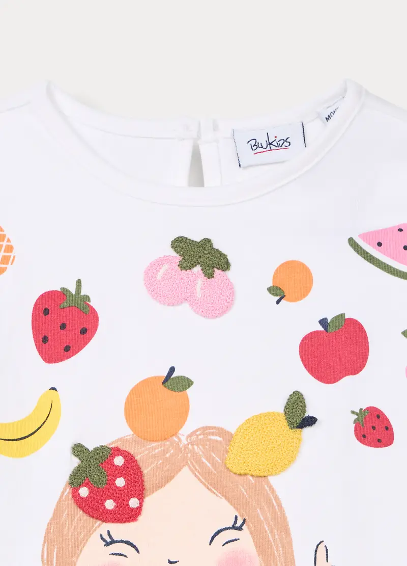 Jogging Set In Jersey Di Cotone Stretch Bimba, Bambina, Bianco/Rosso miniatura 3