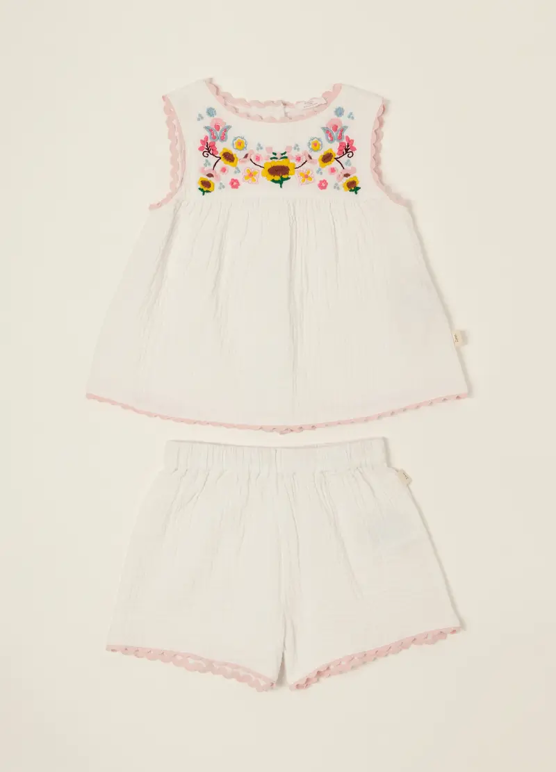 Jogging Set In Jersey Di Cotone Stretch Iana, Neonata, Bianco