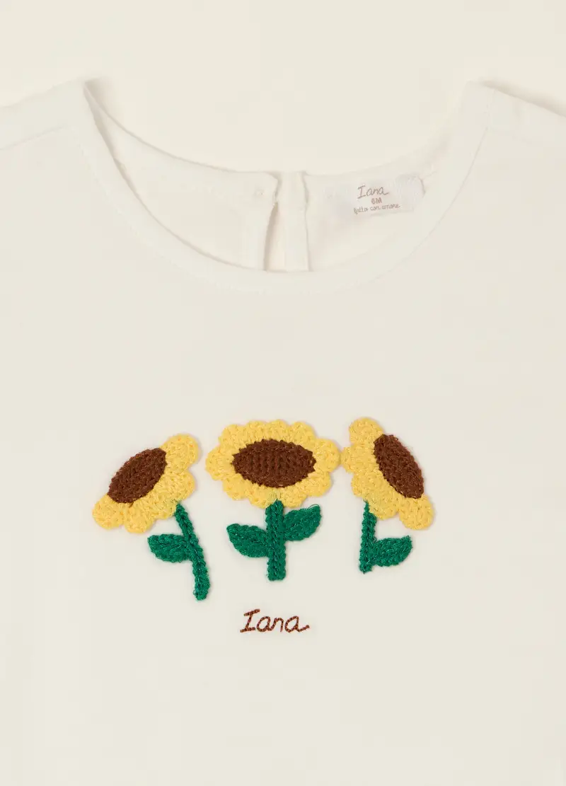 Jogging Set In Jersey Di Cotone Stretch Iana, Neonata, Bianco/Marrone miniatura 3