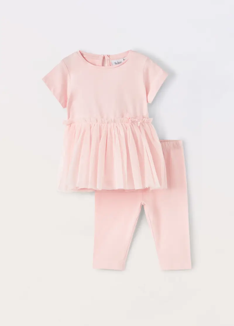 Blukids, Jogging Set In Jersey Di Cotone Stretch Neonata, Bambina, Rosa chiaro, Taglia: 12-18