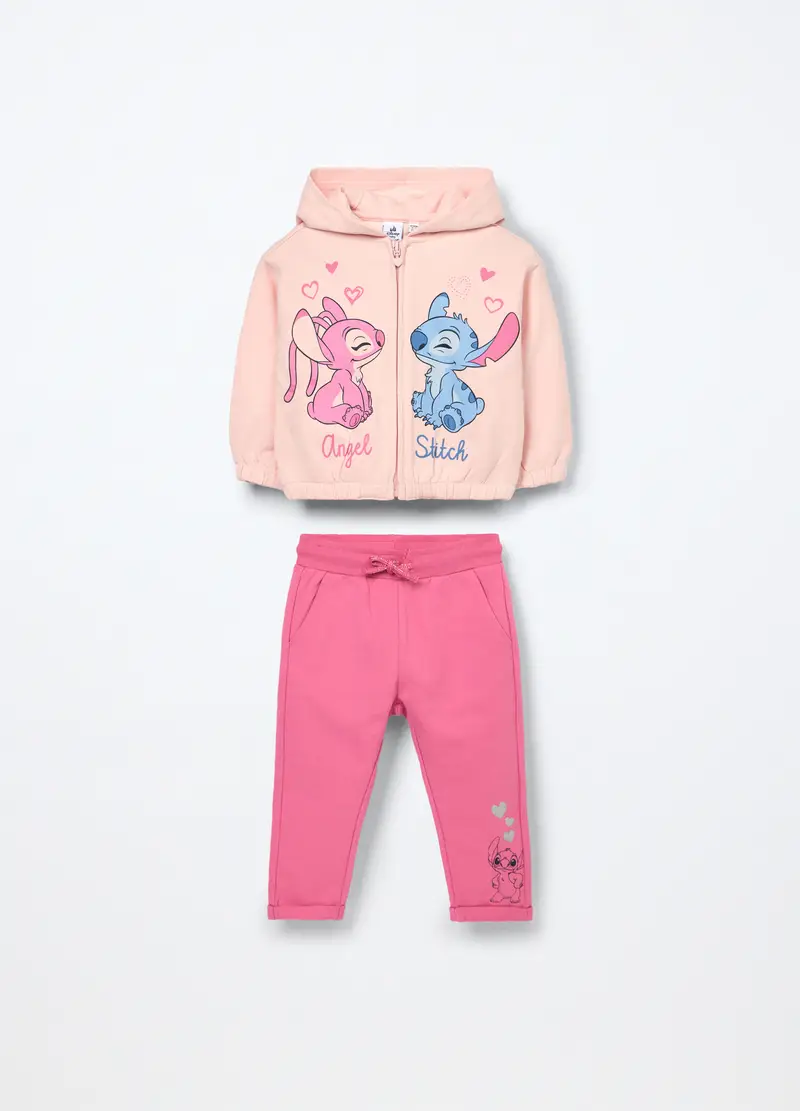 Jogging Set In Jersey Di Cotone Stretch Neonata, Bambina, Rosa pastello